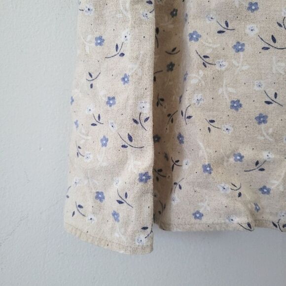 Vintage Studio Ease Linen Blend Dress Neutral Blue Floral Print Sleeveless 4P - Picture 10 of 10